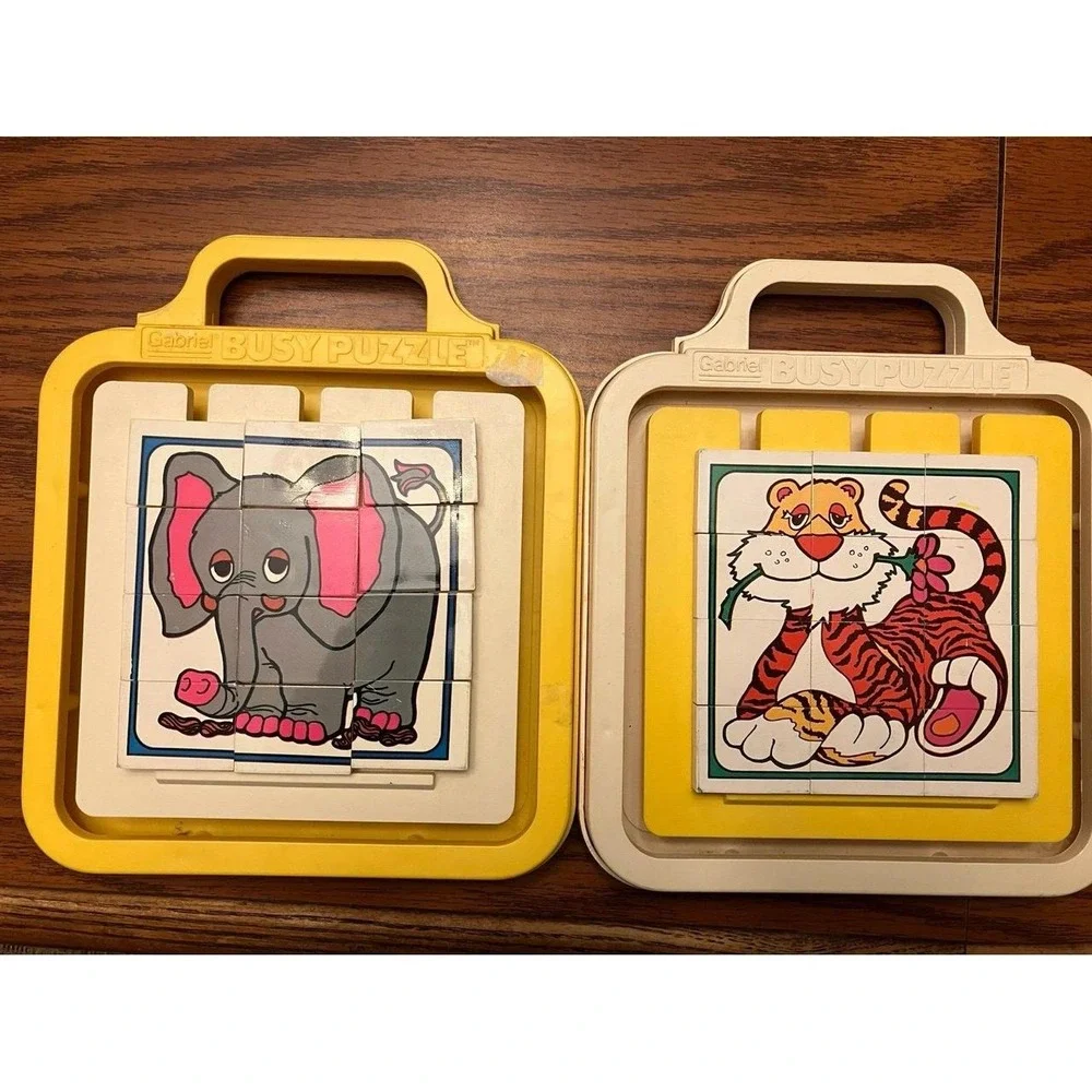 Vintage 1977 Gabriel Busy Puzzle Set Edward Elephant Timothy Tiger 78242 Toy